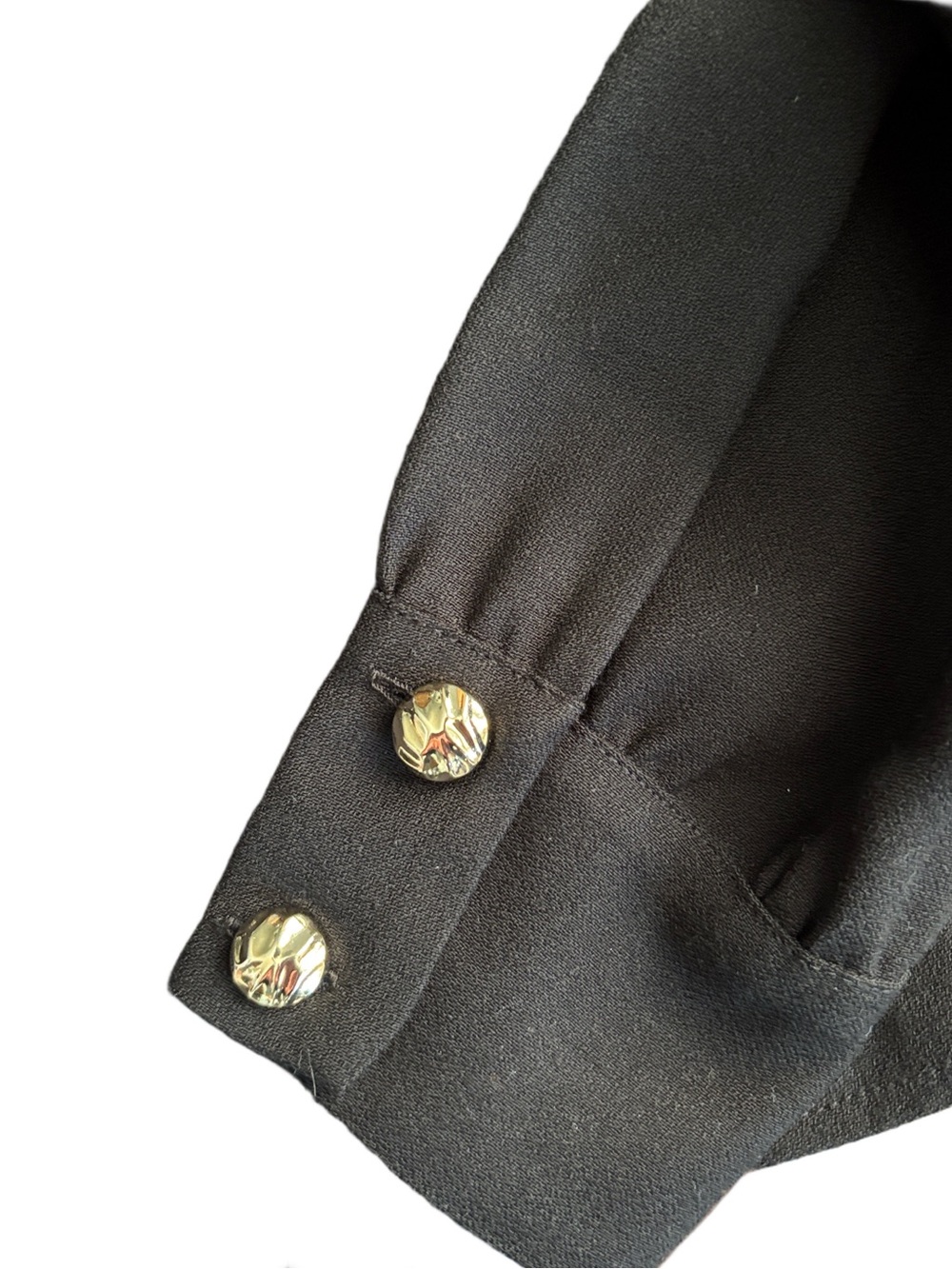 Sézane Chemise Romine Blouse Black Button Front Gold Buttons NWT FR 34 US 2 - Picture 6 of 9